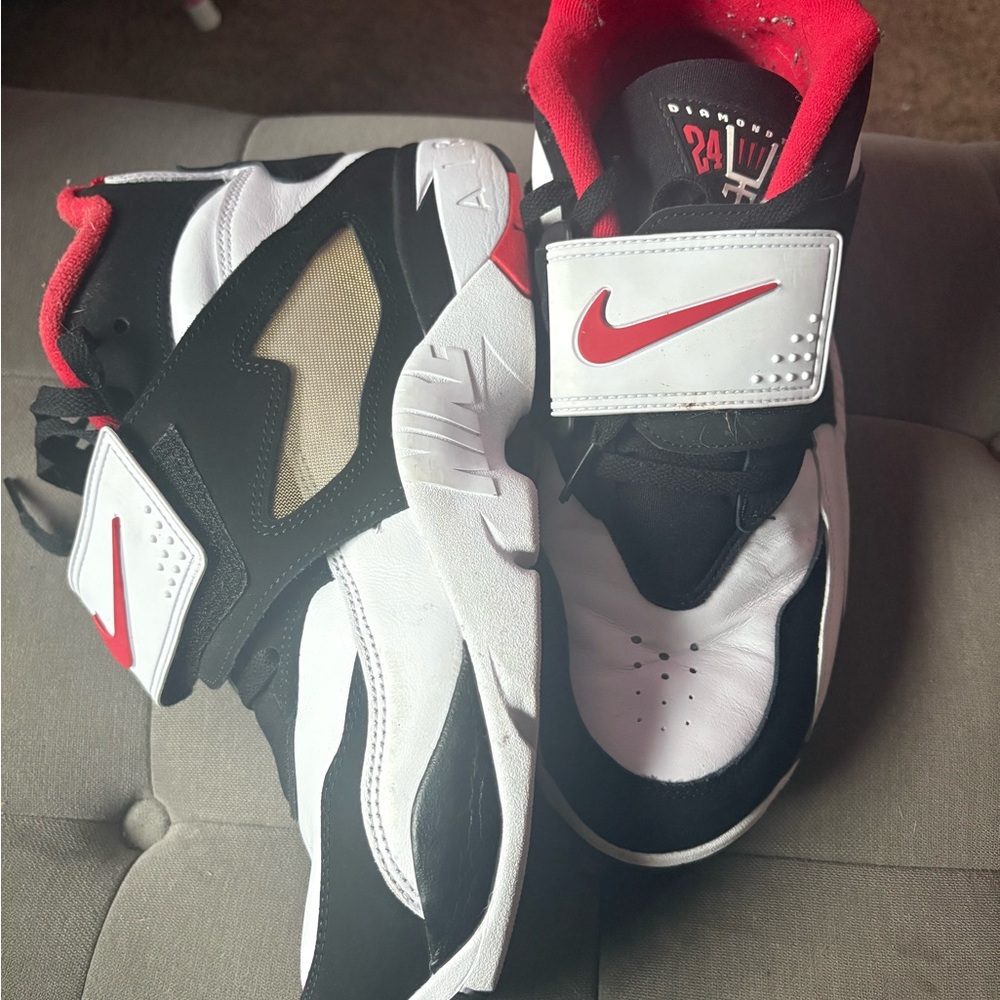 Nike Black and White Shoes with Red Highlights